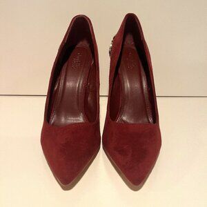 Charlotte Russe Vicky Wine Heels Size 10 – Wine with Gold Accent, Used with Box